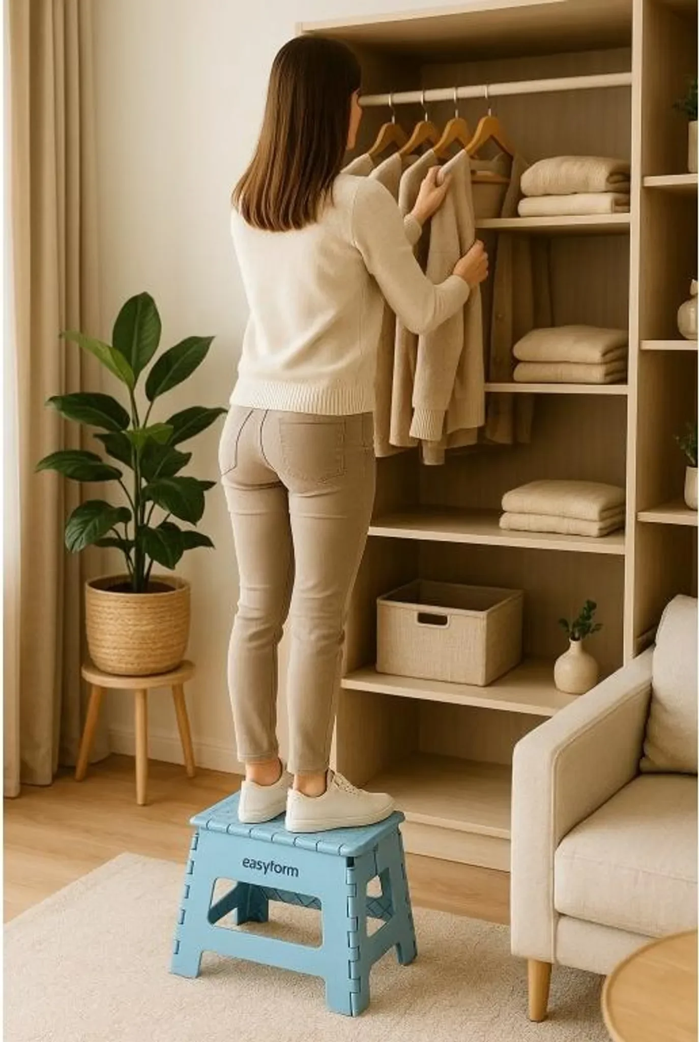 Klapphocker – Anti-Rutsch-Stuhl • 150 kg Belastbarkeit • 22 cm Höhe (Blau)